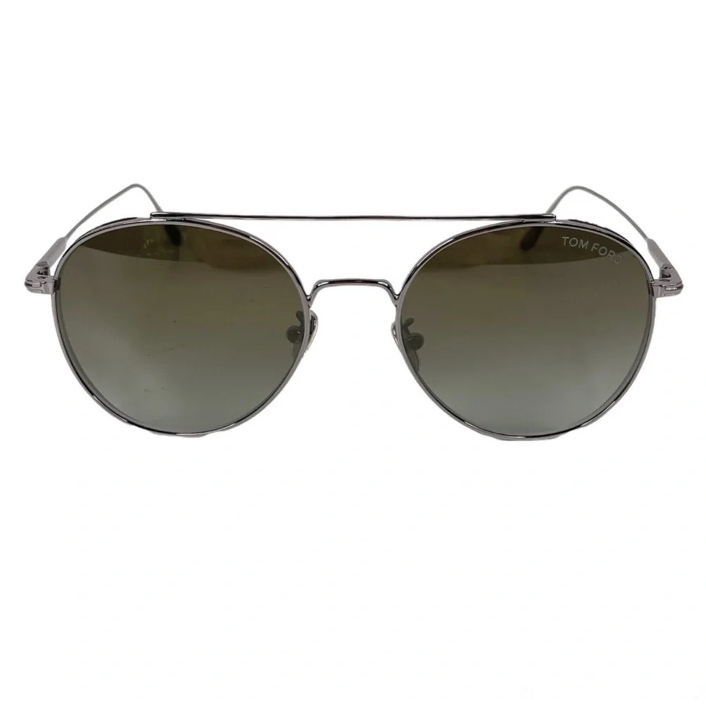 TOM FORD Declan Sunglasses Shiny Light Ruthenium / Green FT0826-F Made in Italy